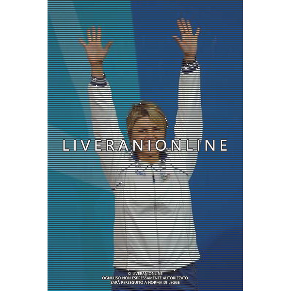 OLIMPIADI ATENE 2004 CARABINA 3 POSIZIONI FEMMINILE NELLA FOTO TULISINI VALERIA SUL PODIO MEDAGLIA D\'ARGENTO FOTO MARCO LUZZANI/AG ALDO LIVERANI