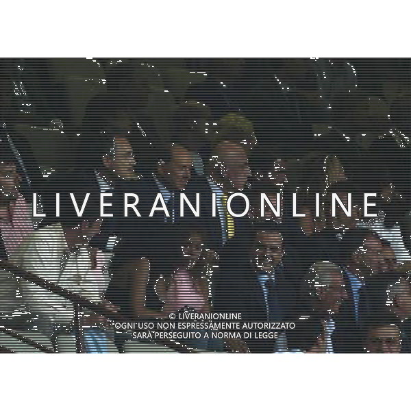 Milano Stadio di san Siro 21/08/2004 Milan - Lazio Supercoppa Italiana nella foto presidente lazio lotito con Silvio berlusconi e adriano galliani in tribuna foto filippo venezia/ag aldo liverani