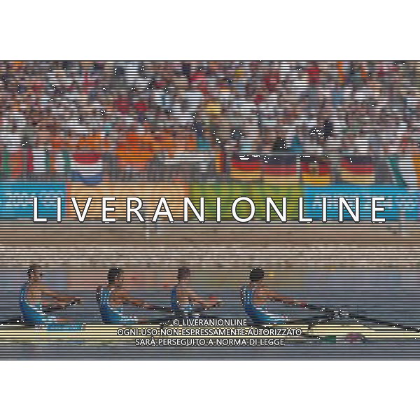 OLIMPIADI DI ATENE 22/08/2004 CANOTTAGGIO QUATTRO SENZA MASCARENHAS BRUNO, AMITRANO SALVATORE, AMARANTE CATELLO E BESTINI LORENZO FOTO MARCO LUZZANI/AG ALDO LIVERANI