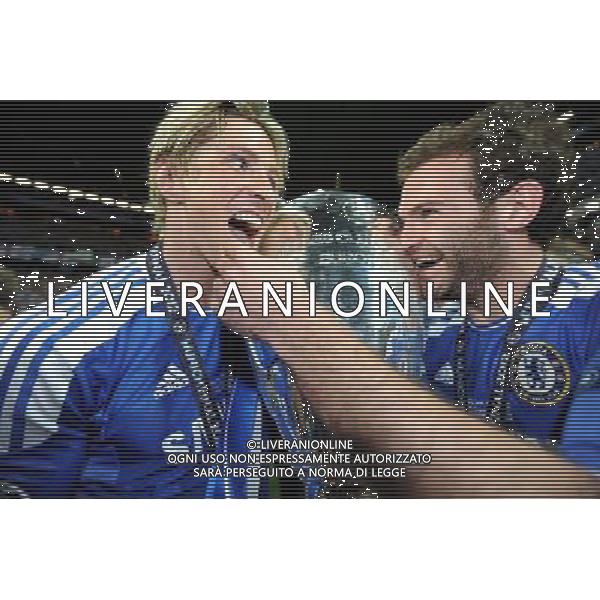 Juan Mata and Fernando Torres Celebrate with the European Cup Chelsea Champions League Final 2012 Bayern Munich Vs Chelsea (1-1) AET Chelsea Win (4-3) on Penalties after Penalty Shoot out 19/05/12 Champions League Final 2012 Photo: Robin Parker Fotosports International AG ALDO LIVERANI S A S ONLY ITALY
