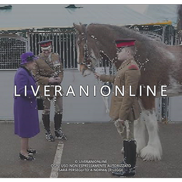 H.M. The Queen meeting members of the Household Cavalry at Combermere Barracks in Windsor, including Drum Horse called \'Churchill\'. Picture David Parker 26/11/12 N.P.A. ROTA ©photoshot/AGENZIA ALDO LIVERANI SAS - ITALY ONLY - REALI INGLESI: La Regina Elisabetta II incontra i membri della Household Cavalry Barracks a Combermere a Windsor, 26/11/2012