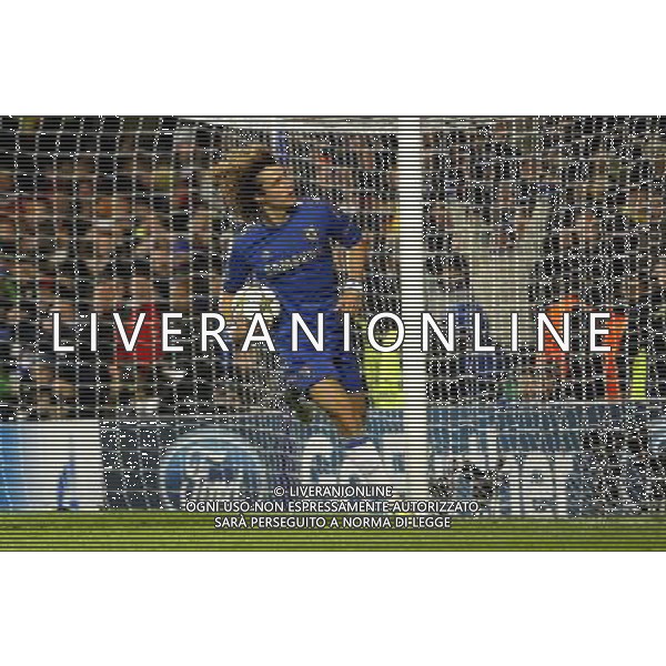 Chelsea\'s David Luiz celebrates scoring his sides first goal from a penalty kick 1-0 Football - UEFA Champions League Group E - Chelsea v Nordsj¾lland - Wednesday 5th December 2012 - Stamford Bridge - London © CameraSport - 43 Linden Ave. Countesthorpe. Leicester. England. LE8 5PG - Tel: +44 (0) 116 277 4147 - admin@camerasport.com - www.camerasport.com AG ALDO LIVERANI S A S ONLY ITALY
