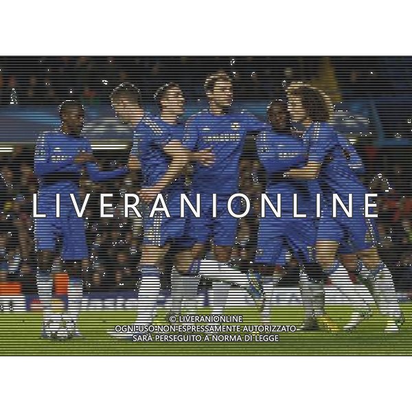 Chelsea\'s David Luiz celebrates scoring his sides first goal from a penalty kick 1-0 Football - UEFA Champions League Group E - Chelsea v Nordsj¾lland - Wednesday 5th December 2012 - Stamford Bridge - London © CameraSport - 43 Linden Ave. Countesthorpe. Leicester. England. LE8 5PG - Tel: +44 (0) 116 277 4147 - admin@camerasport.com - www.camerasport.com AG ALDO LIVERANI S A S ONLY ITALY
