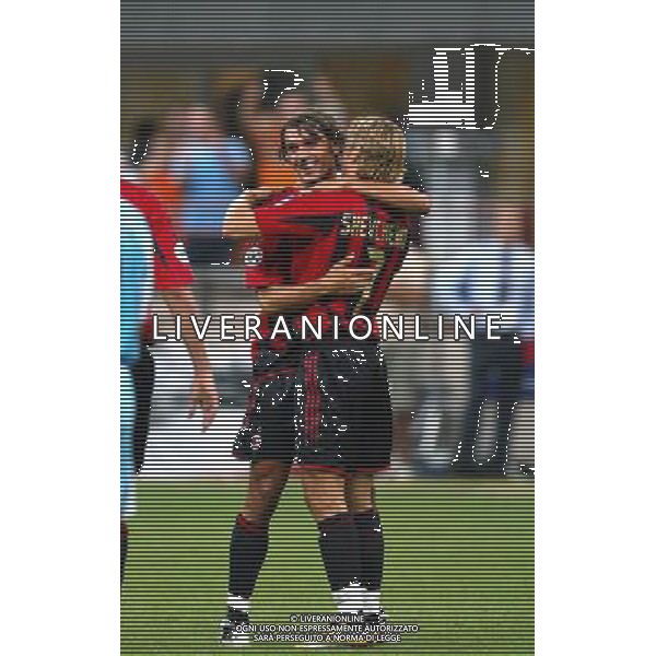 Italian Super Cup 2004 AC Milan vs Lazio Meazza Stadium-Milan 21 August 2004 photo (c) Enrico Calderoni (n¡ 391)-Aflo Sport Agency Shevchenko and Maldini (Milan) celebrating the third score Agenzia Aldo Liverani