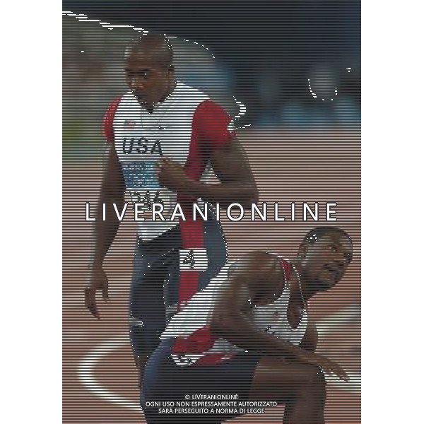 ATENE (GRECIA) 26/08/2004 OLIMPIADI ATENE 2004 NELLA FOTO: CRAWFORD SHAWN (3246) e GATLIN JUSTIN (3263) PH MARCO LUZZANI/AG ALDO LIVERANI