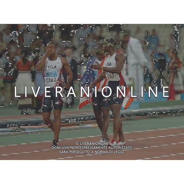 ATENE (GRECIA) 26/08/2004 OLIMPIADI ATENE 2004 NELLA FOTO: WILLIAMS BERNARD (3362) CRAWFORD SHAWN (3246) GATLIN JUSTIN (3263) PH MARCO LUZZANI/AG ALDO LIVERANI