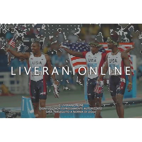 ATENE (GRECIA) 26/08/2004 OLIMPIADI ATENE 2004 NELLA FOTO: WILLIAMS BERNARD (3362) CRAWFORD SHAWN (3246) GATLIN JUSTIN (3263) PH MARCO LUZZANI/AG ALDO LIVERANI