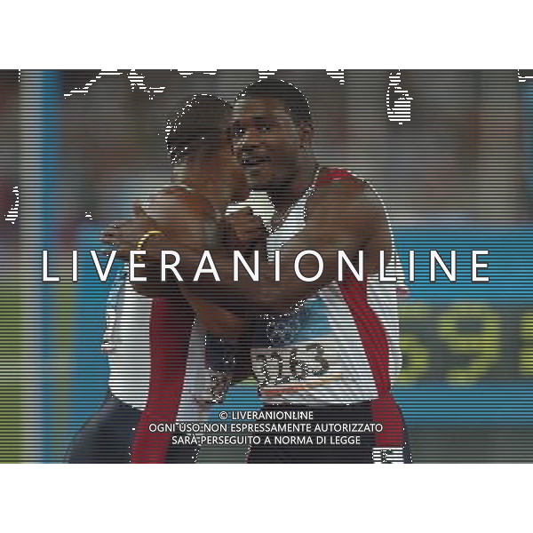 ATENE (GRECIA) 26/08/2004 OLIMPIADI ATENE 2004 NELLA FOTO: WILLIAMS BERNARD (3362) GATLIN JUSTIN (3263) PH MARCO LUZZANI/AG ALDO LIVERANI