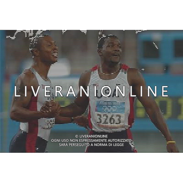 ATENE (GRECIA) 26/08/2004 OLIMPIADI ATENE 2004 NELLA FOTO: WILLIAMS BERNARD (3362) GATLIN JUSTIN (3263) PH MARCO LUZZANI/AG ALDO LIVERANI
