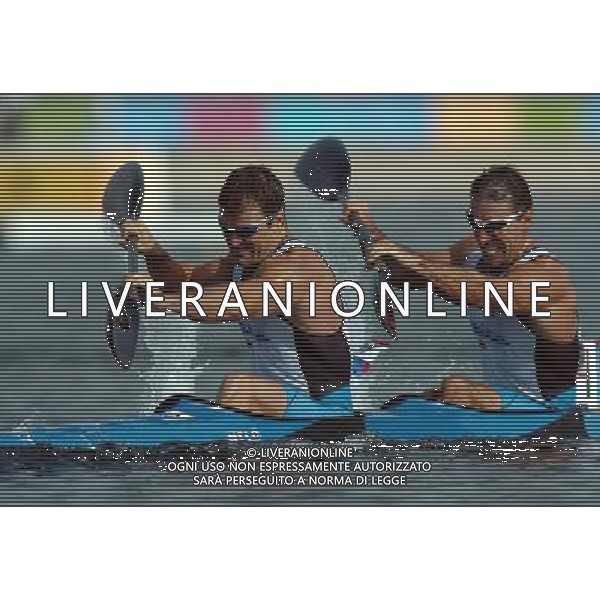 Atene 27-08-2004 Olimpiadi 2004 Canoa K2 1000m Maschile nella foto Antonio Rossi e Beniamino Bonomi argento ph Marco Luzzani/ag aldo Liverani s.a.s.
