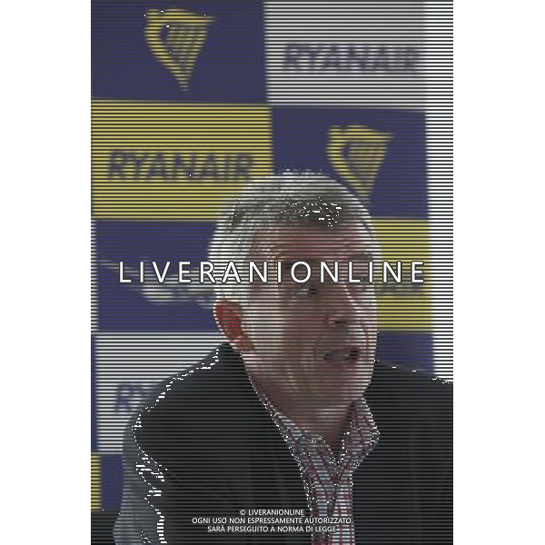 Ryanair\'s CEO Michael O\'Leary speaks during a press conference on Ryanair\'s full year results for the period ended 30 September in the city of London Britain 05 November 2012. Ryanair shares climbed on Monday after the budget carrier boosted its full-year profit guidance on the back of higher fares, lower fuel costs and a jump in passenger numbers over the summer. The low-cost airline, which is awaiting the outcome of a European Commission regulatory probe into its bid for Irish flag carrier Aer Lingus , on Monday reported a 7 per cent year-on-year increase in first-half passenger numbers to 48m. The increase in short-haul passengers in the six months to September 30 pushed up revenues from ó2.7bn to ó3.1bn (£2.5bn), while pre-tax profit rose 9 per cent to ó679m. ©PHOTOSHOT/AGENZIA ALDO LIVERANI SAS - ITALY ONLY - EDITORIAL USE ONLY