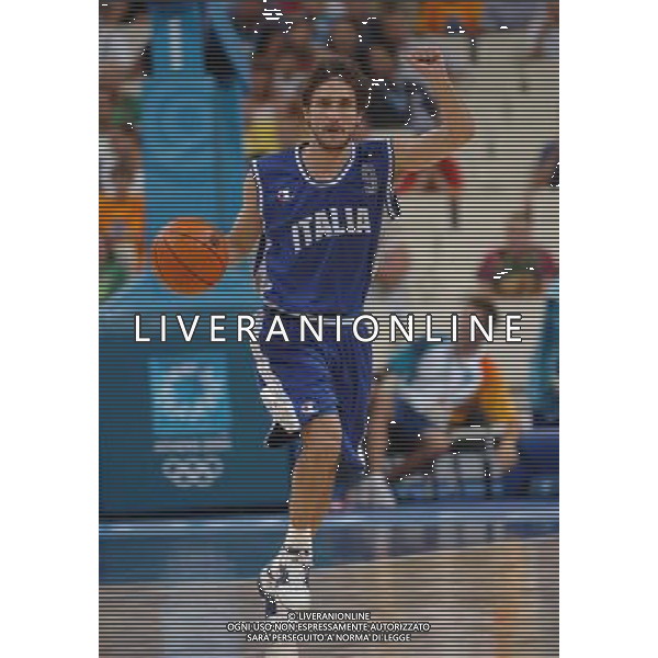 OLIMPIADI DI ATENE 28/08/04 SEMIFINALE DI BASKET ITALIA-LITUANIA NELLA FOTO POZZECCO GINMARCO PH MARCO LUZZANI/AG.ALDO LIVERANI