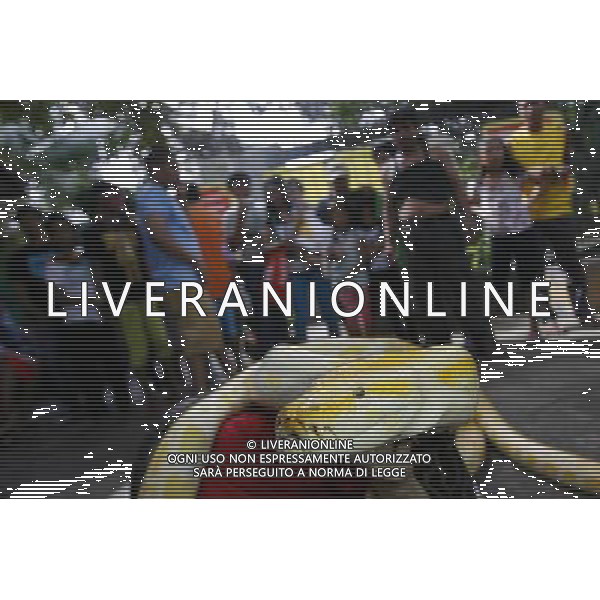 121228) -- MALABON CITY, Dec. 28, 2012 () -- Un pitone Burmese albino avvolge il corpo di un addetto dello zoo durante la celebrazione dell\'arrivo dell\'anno del serpente per lo zodiaco cinese allo zoo a Malabon City,nelle Filippine, Dec. 28, 2012. (/Rouelle Umali)(zjl) ©Photoshot/AGENZIA ALDO LIVERANI SAS-ITALY ONLY - EDITORIAL USE ONLY