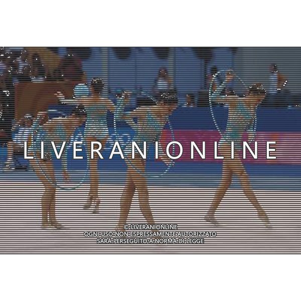 Olimpiadi di Atene 28/08/2004 ginnastica ritmica nella foto le ragazze italiane medaglia d\'argento foto marco luzzani/agenzia aldo liverani