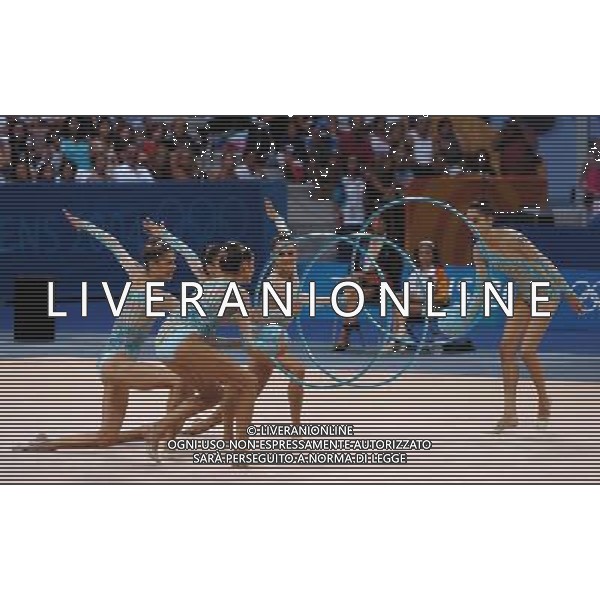 Olimpiadi di Atene 28/08/2004 ginnastica ritmica nella foto le ragazze italiane medaglia d\'argento foto marco luzzani/agenzia aldo liverani