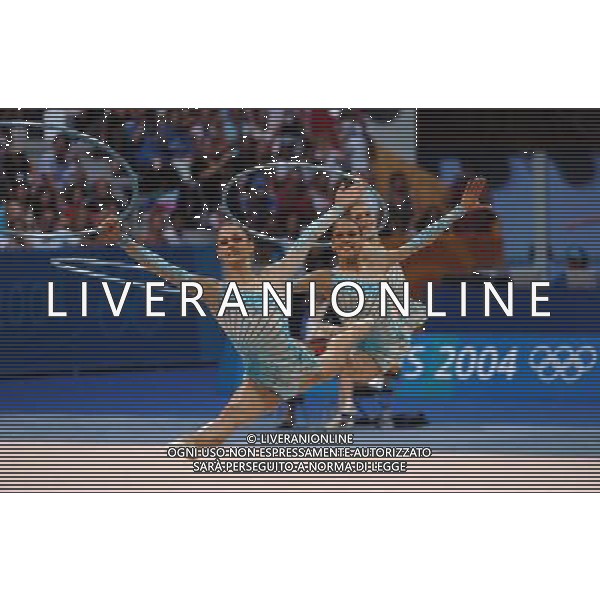 Olimpiadi di Atene 28/08/2004 ginnastica ritmica nella foto le ragazze italiane medaglia d\'argento foto marco luzzani/agenzia aldo liverani