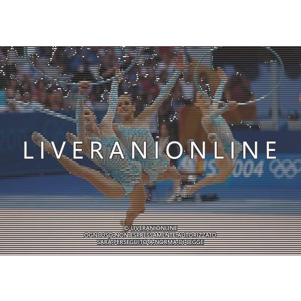 Olimpiadi di Atene 28/08/2004 ginnastica ritmica nella foto le ragazze italiane medaglia d\'argento foto marco luzzani/agenzia aldo liverani