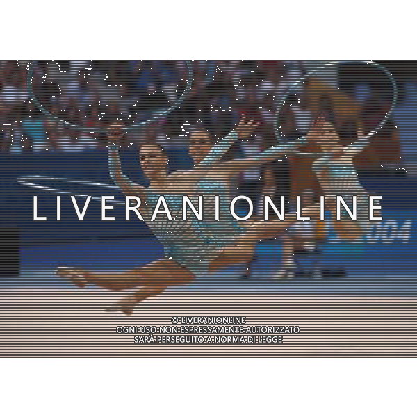 Olimpiadi di Atene 28/08/2004 ginnastica ritmica nella foto le ragazze italiane medaglia d\'argento foto marco luzzani/agenzia aldo liverani