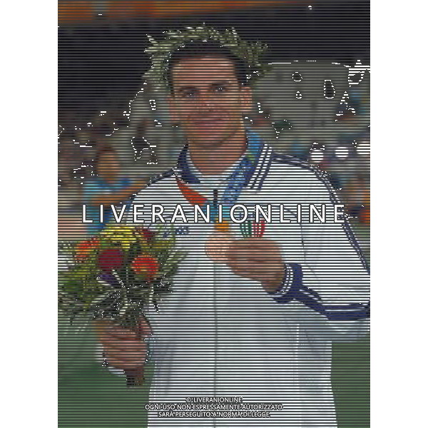 OLIMPIADI ATENE 2004 NELLA FOTO: GIBILISCO GIUSEPPE RICEVE LA MEDAGLIA DI BRONZO PH: LUZZANI/LIVERANI