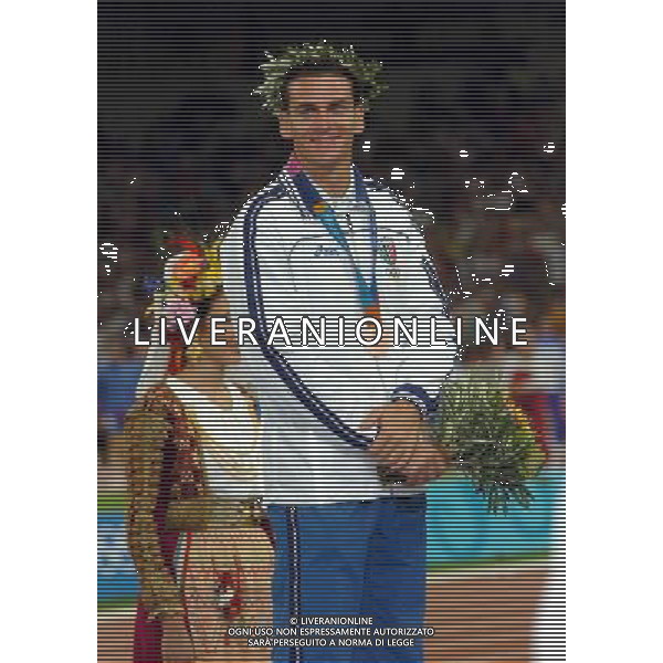 OLIMPIADI ATENE 2004 NELLA FOTO: GIBILISCO GIUSEPPE RICEVE LA MEDAGLIA DI BRONZO PH: LUZZANI/LIVERANI