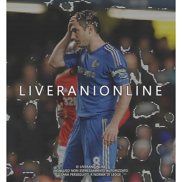 An Unhappy Frank Lampard after Swansea City\'s 2nd goal Chelsea 2012/13 Chelsea V Swansea City (0-2) 09/01/13 The Capital One Cup Semi Final 1st Leg Photo: Robin Parker Fotosports International ©photoshot/AGENZIA ALDO LIVERANI SAS - ITALY ONLY - EDITORIAL USE ONLY