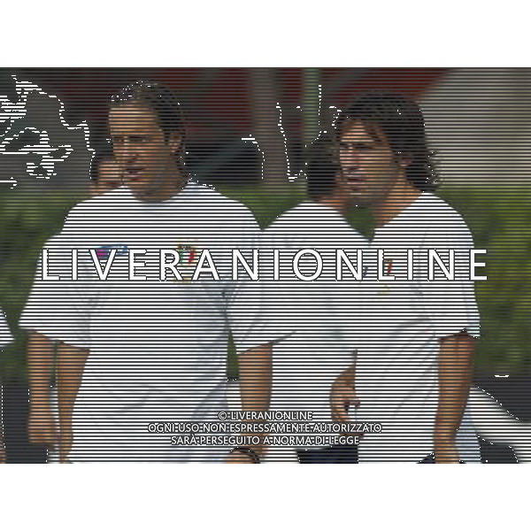 Coverciano -(Fi) 31/08/2004 allenamento della Nazionale Italiana Calcio nella foto Ambrosini Massimo e Pirlo Andrea foto Filippo Venezia ag Aldo liverani