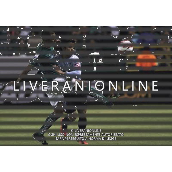 (130123) -- LEON, Jan. 23, 2013 () -- Juan Carlos Rojas (L) of Leon, vies for the ball with Edson Puch of Deportes Iquique, during a match of pre-qualifying phase of Libertadores Cup, held at Nou Camp Stadium, in Leon City, of Guanajuato State, Mexico, on Jan. 22, 2013. (/StraffonImages) (si) (rh) (py) ©photoshot/AGENZIA ALDO LIVERANI SAS - ITALY ONLY - Leon - Deportes Iquique partita di pre-qualifica fase di Coppa Libertadores, tenuto presso stadio Camp Nou, nella citta\' di Leon, Guanajuato di Stato, in Messico, il 22 gennaio 2013.