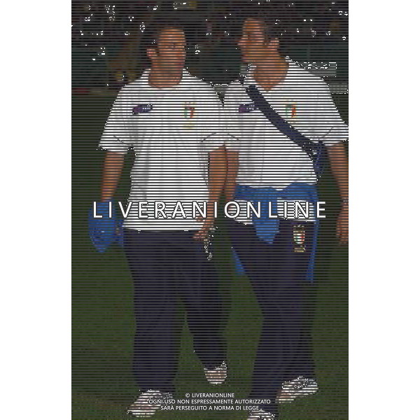 PALERMO 04/09/04 QUALIFICAZIONI MONDIALI 2006 ITALIA-NORVEGIA NELLA FOTO DEL PIERO ALESSANDRO CON ODDO MASSIMO PH GIGI ARCAINI/AG.ALDO LIVERANI