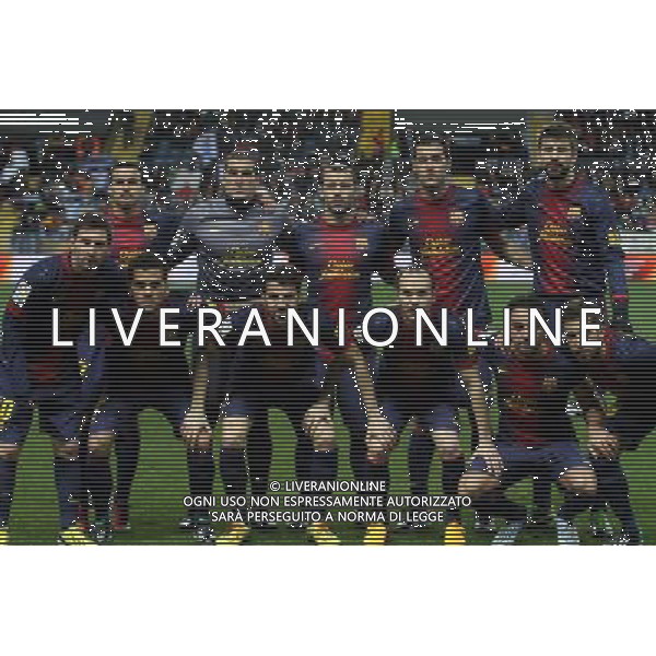 (130125) -- MALAGA, Jan. 25, 2013 () -- Barcelona\'s players pose for group photos before the Spanish King\'s Cup quarterfinal second leg soccer match against Malaga held at Rosaleda stadium in Malaga, Spain, on Jan. 24, 2013. Barcelona won 4-2. (/) ©photoshot/AGENZIA ALDO LIVERANI SAS - ITALY ONLY - MALAGA VS BARCELLONA partita dei quarti di finale della Coppa del re presso Rosaleda stadio a Malaga, in Spagna, 24 gennaio 2013. Il Barcellona ha vinto 4-2. 
