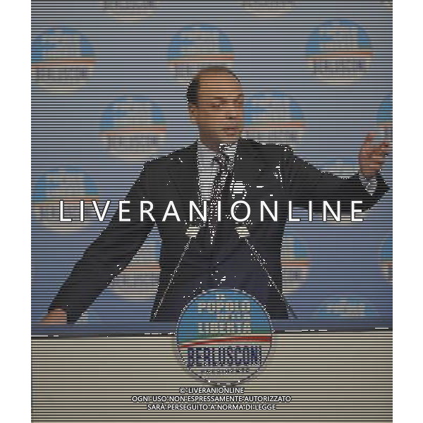 Il presidente Silvio Berlusconi e il segretario politico Angelino Alfano incontrano tutti i candidati del Popolo della Liberta\' alle prossime elezioni politiche presso la Sala Capranica a Roma, 25 gennaio 2013 ©Corradetti/AGENZIA ALDO LIVERANI SAS