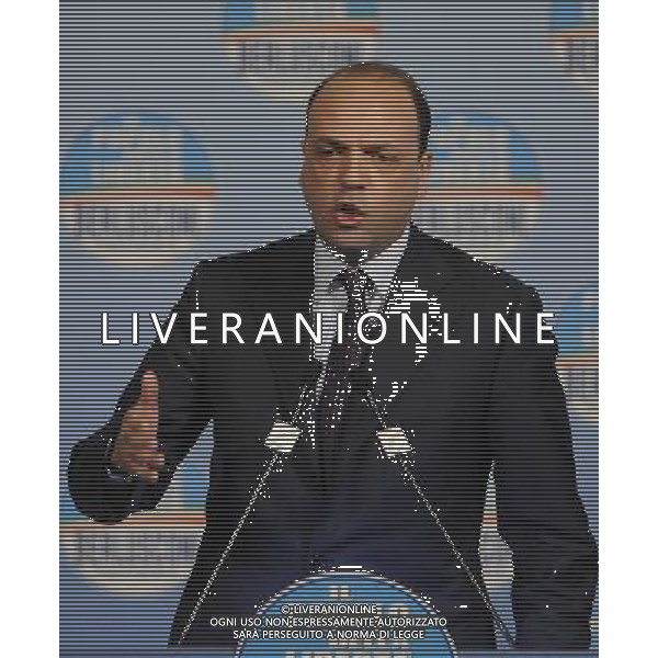 Il presidente Silvio Berlusconi e il segretario politico Angelino Alfano incontrano tutti i candidati del Popolo della Liberta\' alle prossime elezioni politiche presso la Sala Capranica a Roma, 25 gennaio 2013 ©Corradetti/AGENZIA ALDO LIVERANI SAS