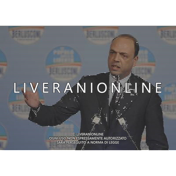 Il presidente Silvio Berlusconi e il segretario politico Angelino Alfano incontrano tutti i candidati del Popolo della Liberta\' alle prossime elezioni politiche presso la Sala Capranica a Roma, 25 gennaio 2013 ©Corradetti/AGENZIA ALDO LIVERANI SAS