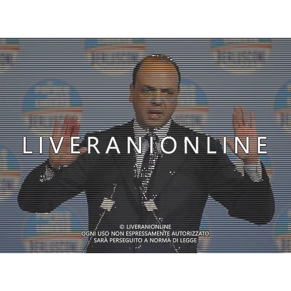 Il presidente Silvio Berlusconi e il segretario politico Angelino Alfano incontrano tutti i candidati del Popolo della Liberta\' alle prossime elezioni politiche presso la Sala Capranica a Roma, 25 gennaio 2013 ©Corradetti/AGENZIA ALDO LIVERANI SAS
