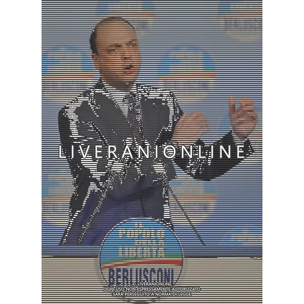 Il presidente Silvio Berlusconi e il segretario politico Angelino Alfano incontrano tutti i candidati del Popolo della Liberta\' alle prossime elezioni politiche presso la Sala Capranica a Roma, 25 gennaio 2013 ©Corradetti/AGENZIA ALDO LIVERANI SAS