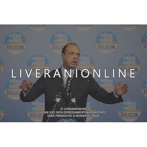 Il presidente Silvio Berlusconi e il segretario politico Angelino Alfano incontrano tutti i candidati del Popolo della Liberta\' alle prossime elezioni politiche presso la Sala Capranica a Roma, 25 gennaio 2013 ©Corradetti/AGENZIA ALDO LIVERANI SAS