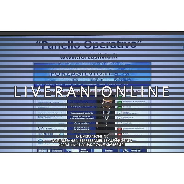 Il presidente Silvio Berlusconi e il segretario politico Angelino Alfano incontrano tutti i candidati del Popolo della Liberta\' alle prossime elezioni politiche presso la Sala Capranica a Roma, 25 gennaio 2013 ©Corradetti/AGENZIA ALDO LIVERANI SAS