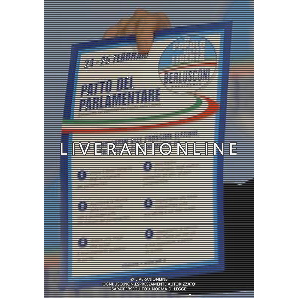Il presidente Silvio Berlusconi e il segretario politico Angelino Alfano incontrano tutti i candidati del Popolo della Liberta\' alle prossime elezioni politiche presso la Sala Capranica a Roma, 25 gennaio 2013 ©Corradetti/AGENZIA ALDO LIVERANI SAS