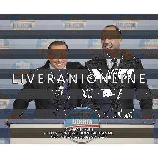 Il presidente Silvio Berlusconi e il segretario politico Angelino Alfano incontrano tutti i candidati del Popolo della Liberta\' alle prossime elezioni politiche presso la Sala Capranica a Roma, 25 gennaio 2013 ©Corradetti/AGENZIA ALDO LIVERANI SAS