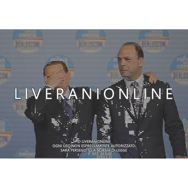 Il presidente Silvio Berlusconi e il segretario politico Angelino Alfano incontrano tutti i candidati del Popolo della Liberta\' alle prossime elezioni politiche presso la Sala Capranica a Roma, 25 gennaio 2013 ©Corradetti/AGENZIA ALDO LIVERANI SAS