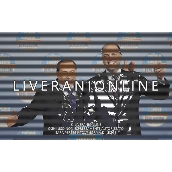 Il presidente Silvio Berlusconi e il segretario politico Angelino Alfano incontrano tutti i candidati del Popolo della Liberta\' alle prossime elezioni politiche presso la Sala Capranica a Roma, 25 gennaio 2013 ©Corradetti/AGENZIA ALDO LIVERANI SAS