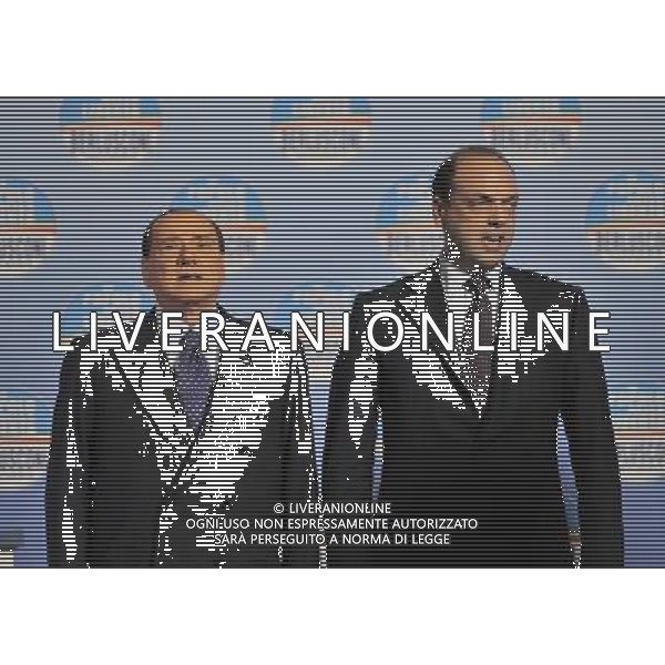 Il presidente Silvio Berlusconi e il segretario politico Angelino Alfano incontrano tutti i candidati del Popolo della Liberta\' alle prossime elezioni politiche presso la Sala Capranica a Roma, 25 gennaio 2013 ©Corradetti/AGENZIA ALDO LIVERANI SAS