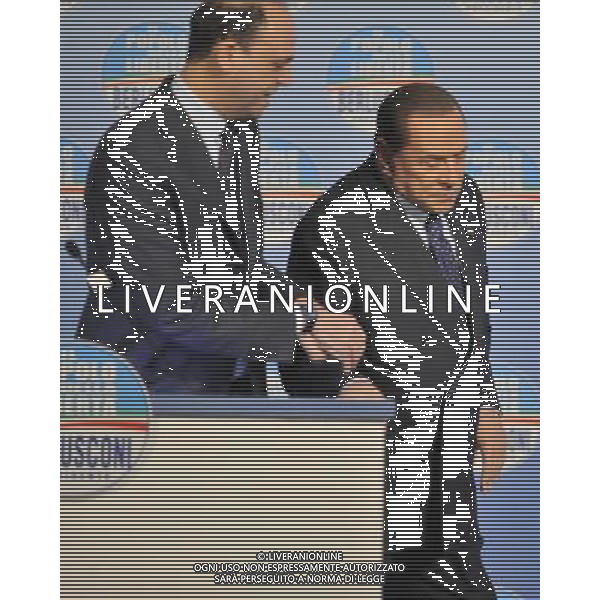 Il presidente Silvio Berlusconi e il segretario politico Angelino Alfano incontrano tutti i candidati del Popolo della Liberta\' alle prossime elezioni politiche presso la Sala Capranica a Roma, 25 gennaio 2013 ©Corradetti/AGENZIA ALDO LIVERANI SAS