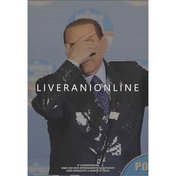 Il presidente Silvio Berlusconi e il segretario politico Angelino Alfano incontrano tutti i candidati del Popolo della Liberta\' alle prossime elezioni politiche presso la Sala Capranica a Roma, 25 gennaio 2013 ©Corradetti/AGENZIA ALDO LIVERANI SAS