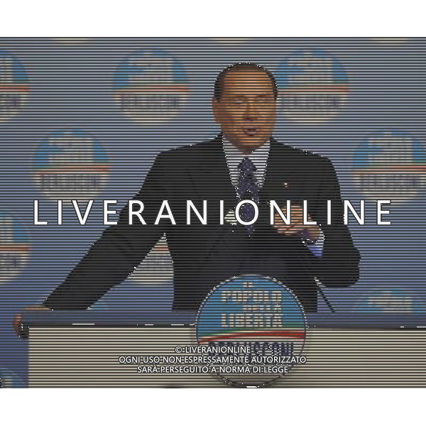 Il presidente Silvio Berlusconi e il segretario politico Angelino Alfano incontrano tutti i candidati del Popolo della Liberta\' alle prossime elezioni politiche presso la Sala Capranica a Roma, 25 gennaio 2013 ©Corradetti/AGENZIA ALDO LIVERANI SAS