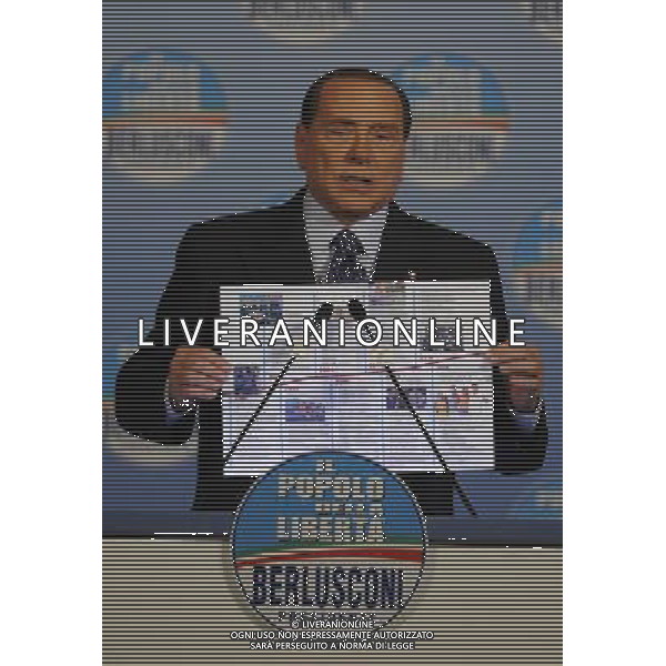 Il presidente Silvio Berlusconi e il segretario politico Angelino Alfano incontrano tutti i candidati del Popolo della Liberta\' alle prossime elezioni politiche presso la Sala Capranica a Roma, 25 gennaio 2013 ©Corradetti/AGENZIA ALDO LIVERANI SAS