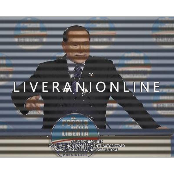 Il presidente Silvio Berlusconi e il segretario politico Angelino Alfano incontrano tutti i candidati del Popolo della Liberta\' alle prossime elezioni politiche presso la Sala Capranica a Roma, 25 gennaio 2013 ©Corradetti/AGENZIA ALDO LIVERANI SAS
