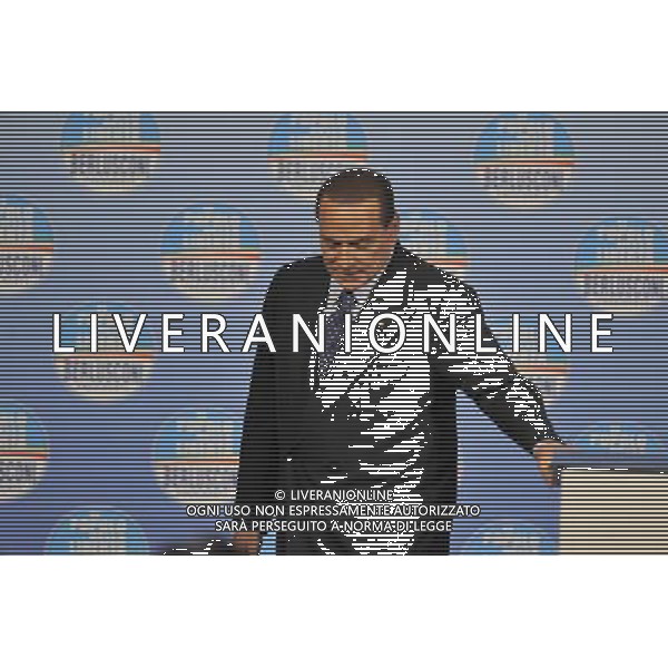 Il presidente Silvio Berlusconi e il segretario politico Angelino Alfano incontrano tutti i candidati del Popolo della Liberta\' alle prossime elezioni politiche presso la Sala Capranica a Roma, 25 gennaio 2013 ©Corradetti/AGENZIA ALDO LIVERANI SAS
