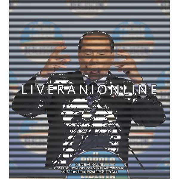 Il presidente Silvio Berlusconi e il segretario politico Angelino Alfano incontrano tutti i candidati del Popolo della Liberta\' alle prossime elezioni politiche presso la Sala Capranica a Roma, 25 gennaio 2013 ©Corradetti/AGENZIA ALDO LIVERANI SAS