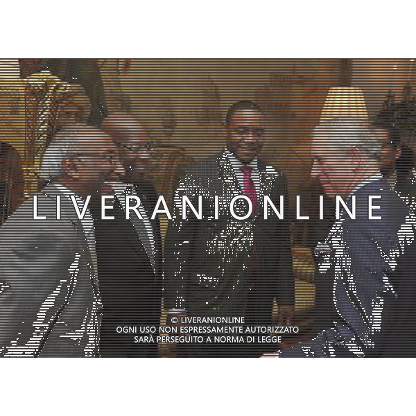 The Prince of Wales shares a joke with the High Commissioner for St Vincent \' the Grenadines Mr Cenio E Lewis (left), during a reception for High Commissioners representing Commonwealth realm nations at Clarence House in central London. ©photshot/AGENZIA ALDO LIVERANI SAS - ITALY ONLY - REALI INGLESI: Il principe Carlo d\'inghilterra, durante un ricevimento per gli Alti Commissari che rappresentano le nazioni del regno del Commonwealth a Clarence House nel centro di Londra