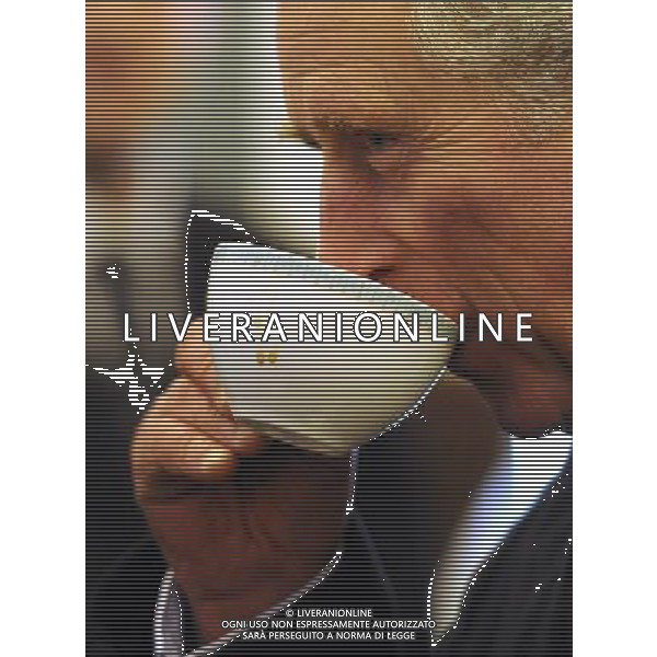 The Prince of Wales drinks tea in the Long Room during a visit to Surrey County Cricket Club at the Kia Oval, Kennington, London. ©photoshot/AGENZIA ALDO LIVERANI SAS - ITALY ONLY - REALI INGLESI: Il principe Carlo d\'inghilterra con la moglie Camilla